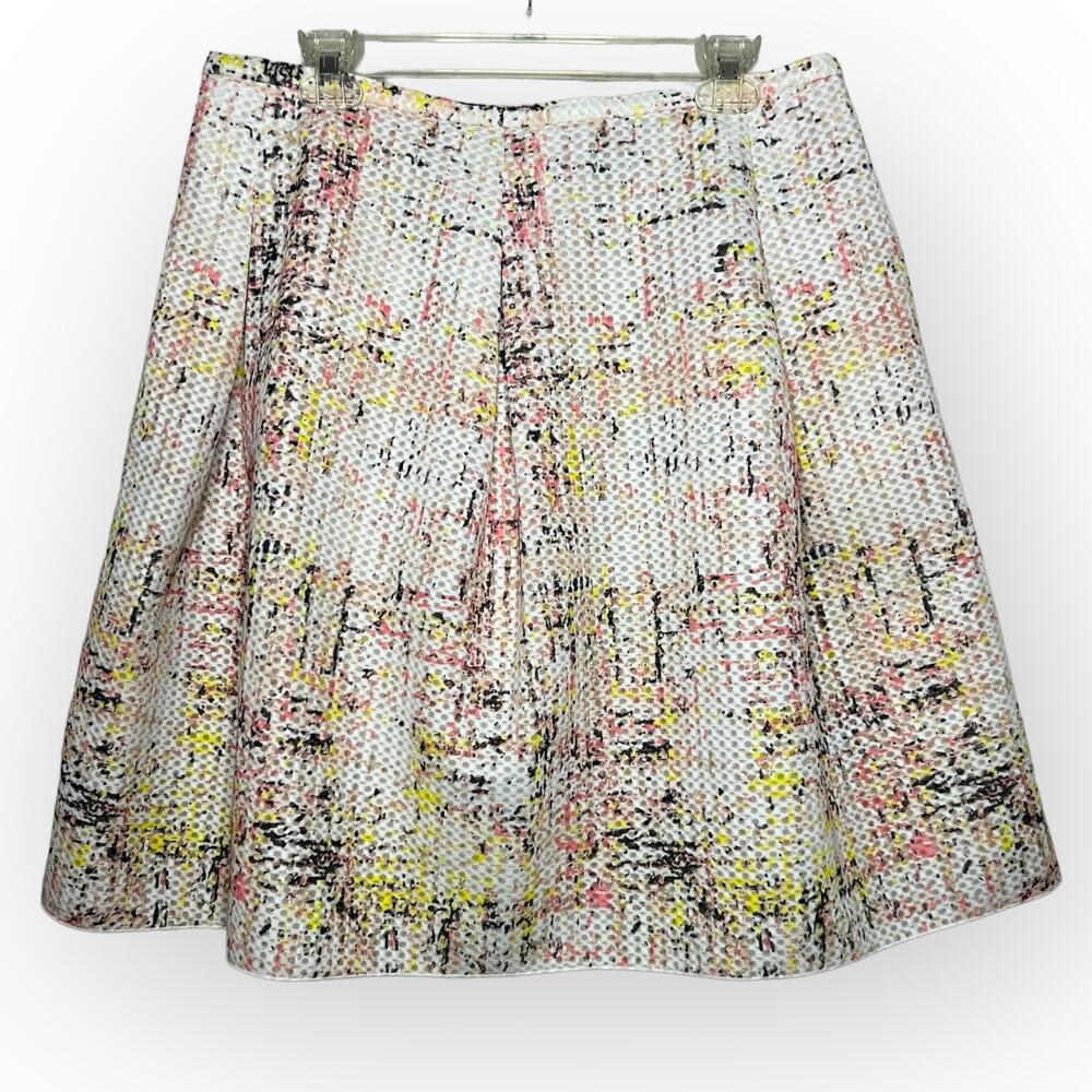 Lord & Taylor 424 Fifth Women's White & Pastel Digital Print A-Line Skirt Sz 12